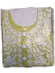 Estationeryhouse Women's Georgette Lucknowi chikankari kurti, Rose Design with Heavy Embroidery, Without Bottom