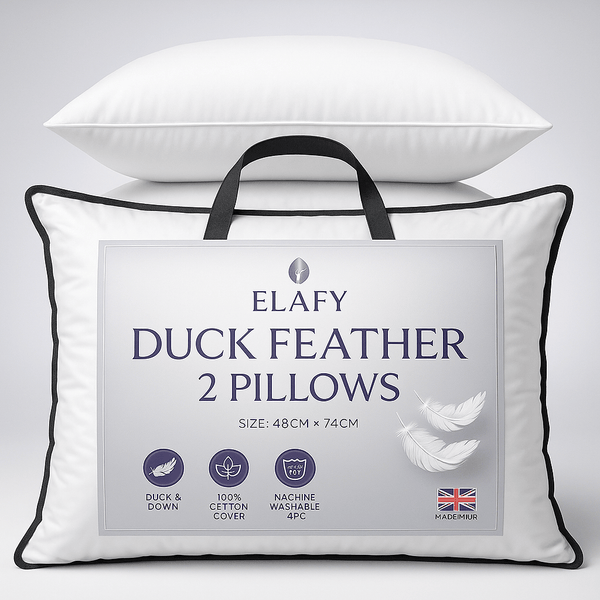 Duck Feather & Down Pillows Extra Filled Hotel Quality 100% Soft Luxury Microfiber Pack of 1or 2 & 4