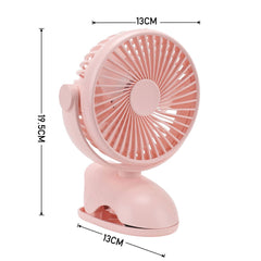 Mini USB Rechargeable Clip Fan, 4-Speed Quiet Fan, 360° Adjustable Fan, Pink Portable Fan, Removable & Cleanable, Clip-On Design Fan, 19.5x13x13cm