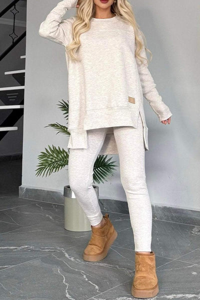 Casual fashion sets - fleece two-piece set, long-sleeved top and pants, available in various colors, casual suits, trendy fashion, suitable for wearing at home in autumn and winter, Women's long pants set, home clothing, autumn fashion, unique two-pi