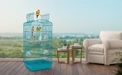 Costoffs Bird Cage Open Top Metal Birdcage with Tray, Feeders, Double-Door, 104.5cm Height