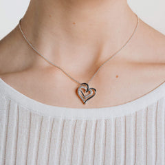 Diamonfire Sterling Silver Cubic Zirconia Overlaid Hearts Necklace