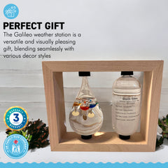 GALILEO WEATHER STATION | Glass thermometer | Weather forecaster | Weather gift | Glass Galileo with storm glass | Weather thermometer | 14cm (H) x 17cm (W) x 5cm (D)