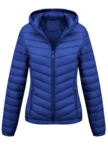 Women's Autumn/Winter Fashion Simple Versatile Lightweight Commuter Hooded Padded Coat with Pockets