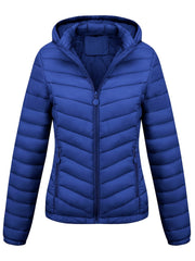 Women's Autumn/Winter Fashion Simple Versatile Lightweight Commuter Hooded Padded Coat with Pockets