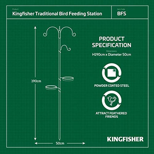 Bird Feeding Station with 3 Brackets | Includes Water & Mesh Dish | Stylish Garden Bird Feeder Stand