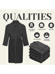 Mens and Ladies Shawl Collar Bathrobe 100% Egyptian Cotton Unisex Shawl Collar Dressing Gown Terry Towelling Bathrobe One Size