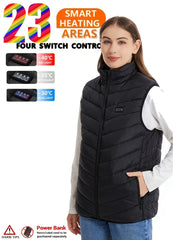 Men'S Solid Heating Vest, Casual Intelligent Electric Sleeveless Outwear, Men'S Clothing for Fall Winter Outdoor Activities ( Power Bank Is Not Included )