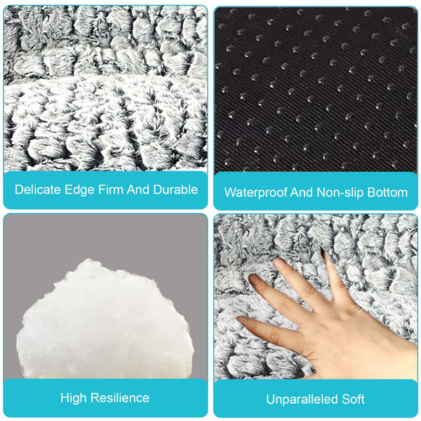 Dog Bed - Washable Rectangle Dog Beds, Anti-Anxiety, Soft Plush Non-Slip Bottom Pet Bed Mattress Mat Machine Washable