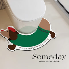 1pc Cute Dachshund Bathroom Mat, Silica Gel U-Shaped Non-Slip Absorbent Foot Mat, Hand Wash Only, Soft PVC Material, Home Decor