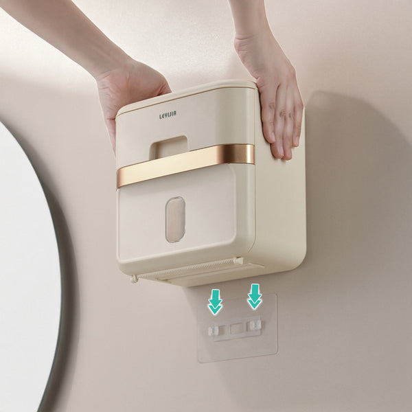 Luxury-inspired no-drill wall-mounted tissue dispenser, waterproof bathroom storage rack, kitchen paper holder, toilet roll holder, dual-purpose tissue/roll dispenser, multi-functional tissue storage rack. Compact design suitable for bathrooms, kitchens,