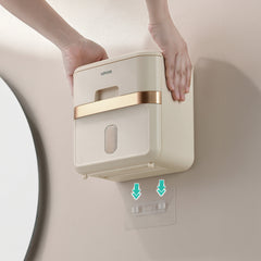 Luxury-inspired no-drill wall-mounted tissue dispenser, waterproof bathroom storage rack, kitchen paper holder, toilet roll holder, dual-purpose tissue/roll dispenser, multi-functional tissue storage rack. Compact design suitable for bathrooms, kitchens,