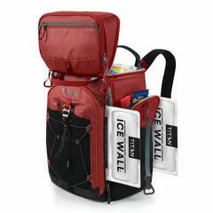 Titan 26 Can Backpack Cooler with 2 Ice Walls in Red