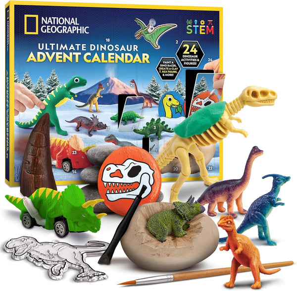 NATIONAL GEOGRAPHIC 2025 Gemstone Advent Calendar - Christmas Countdown Calendar for Kids with 24 Gems, Rock Collection, Mini Gem Dig Kit (English-Only Version)