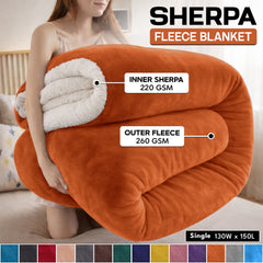 1pc Luxurious Double-Sided Sherpa Throw Blanket – Soft, Warm & Cozy Contemporary Blanket, Machine Washable, Perfect for Couch, Bed, Office & Travel, Ideal Gift