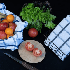 Pack of 10 & 5 Terry Toweling 100% Cotton Dish Cloths Catering Bar Towel Super Absorbent Lint Free Quick Dry Heavy Duty Soft Kitchen Tea Towels Dishcloths for Washing Up Scrubbing Machine Washable Extra Large 70 X 40 Cm (Black/ Blue/red Multicolor Check P