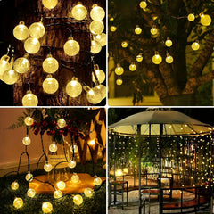 1pc 16.33/22.9/39.3ft (4.98/6.98/11.98m) 20/50/100 LED Bubble Globe Fairy Lights, Outdoor Solar String Lights, Ipx4, 1.7cm Ball, Button Control, for Summer Garden Patio Yard Trees Wedding Birthday Party