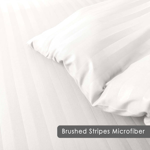 Premium Hotel Quality Satin Stripe Duvet Cover Set Double with Pillowcases | Reversible Soft Quilt Bedding | Easy Care Breathable Luxury Quilt Cover