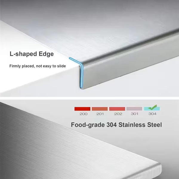 1 Oversized Extra-thick Stainless Steel Cutting Board, Modern Minimalist Style with a Silvery Rectangular Curved Design, Easy to Clean, Suitable for Industrial Science/kitchen Cooking/home/outdoor Camping, Kitchen Utensils, Lab Mats, Handmade Mats