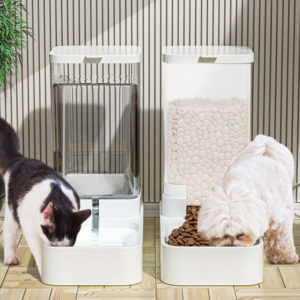 Pet Feeder Pets Food Feeder and Waterer Set 3.8L 2.1kg, 29*13.5*28.5cm, Travel Supply Feeder and Water Dispenser for Dogs Cats Pets Animals