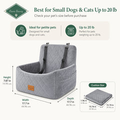 Paws Sauvy Dog Car Booster Seat with Safety Strap, Cozy Travel Bed for Small And Medium Dogs, Stable, Easy to Clean, 8 Colors Available