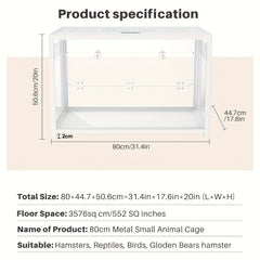 BUCATSTATE 65/80/100Cm (Free Random Color 20L Paper Bedding) Metal Hamster Cage 2.0 - Large Stackable Small Animal Habitat with Deep Burrow, Easy Assembly, for Dwarf And Syrian Hamsters, Guinea Pigs, Gerbils, Reptiles