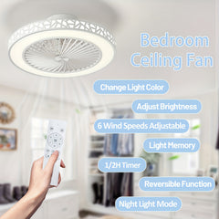 Ceiling Fans with Lights, 19-Inch Low Profile Flush Mount Ceiling Fan Light Fixture 6 Wind Speeds 40W LED Reversible Ceiling Fan with Lights And Remote for Bedroom, Kids Room And Living Room