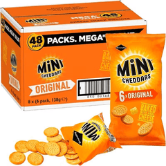 Jacob'S Mini Cheddar'S Original, with Real Cheese Snack Biscuits Crackers 8 x 6 Pack of 138g Each
