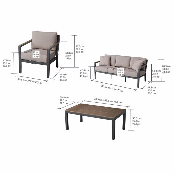 Agio Stockholm 4 Piece Deep Seating Patio Set + Cover