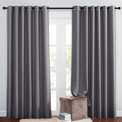 PONY DANCE Grey Blackout Thermal Insulated Curtains for Bedroom, 46 X 54 Inch Short Eyelet Curtains & Drapes, Soft Black Out 2 Panels for Window Living Room/Kitchen