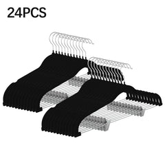 2025 Flocked Non-Slip Hangers 12/24 Pack - Velvet Clips Hangers for Pants, Skirts, Trousers, Space Saving Closet Organizer, Wardrobe Storage Hangers for Home, Dormitory, Clothes Organization