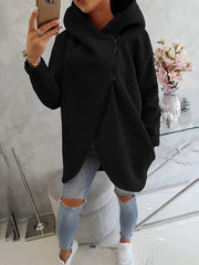 Women'S Hooded Jacket - Long Sleeve Coat with Front Zipper Closure, Lightweight Outerwear for Everyday & Formal Outfits - Spring/Fall Transitional Layering Piece, Spring Fall Clothing, Casual Style, Durable Fabric, Office Wear