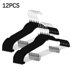 2025 Flocked Non-Slip Hangers 12/24 Pack - Velvet Clips Hangers for Pants, Skirts, Trousers, Space Saving Closet Organizer, Wardrobe Storage Hangers for Home, Dormitory, Clothes Organization