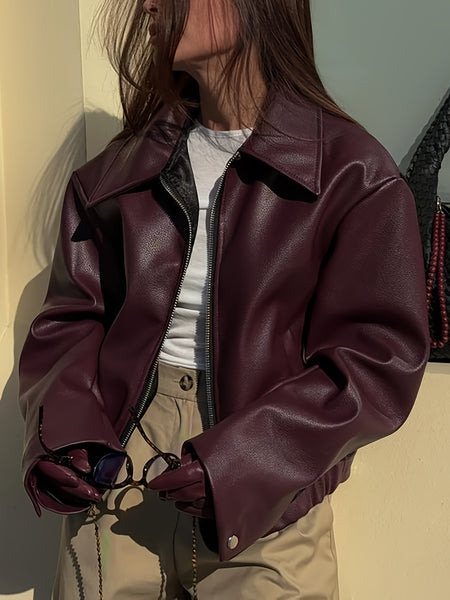 Fashionable Casual Vintage Motorcycle Women's PU Jacket