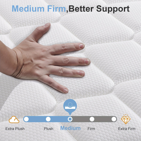 22cm&25cm Memory Foam Hybrid Mattress, No-Noise Innerspring & Pocket Springs For Cooling Comfort, Single, Small Double, Double, King Sizes, Mattress In A Box