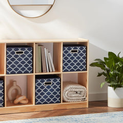 6 Pack Foldable Fabric Cube Storage Boxes 26.7L x 27.9W x 26.7H centimetres with Oval Grommets in Trellis by AMAZON BASICS for Clothes Wardrobe Organise