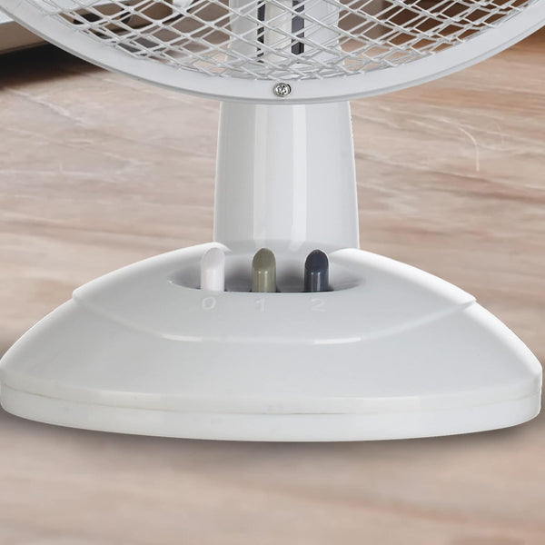 Schallen 9 Inch Portable Desk Fan Oscillating Table Fan Quiet Electric Cooling Fan 2 Speed Settings Desktop Air Circulator Home Office Bedroom Workstation Garage Small Table Fan Plastic Blade Safety Mesh Grill UK Plug Grey White or Black