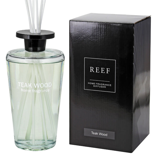 REEF 1000ml Reed Oil Diffuser Set, Sandalwood, Teak Wood, Tobacco & Oud, Luxury Beautiful Home Fragrance for Bedroom Living Room Home Decor Office Essential Oil Reed Diffuser for Stress Relief