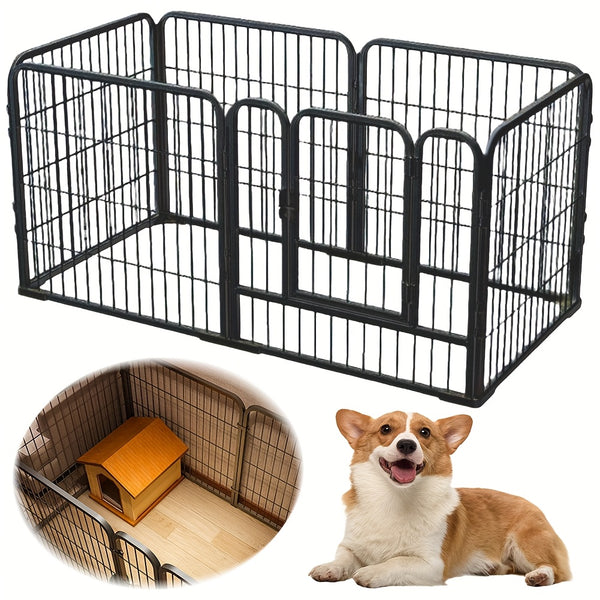 6-Panel Heavy Duty Metal Dog Puppy Playpen - Foldable & Detachable Pet Pen with Assembly, /Outdoor Exercise Fence Suitable for Dogs, Cats, Rabbits - Portable & Sturdy Play Pen