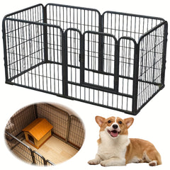 6-Panel Heavy Duty Metal Dog Puppy Playpen - Foldable & Detachable Pet Pen with Assembly, /Outdoor Exercise Fence Suitable for Dogs, Cats, Rabbits - Portable & Sturdy Play Pen