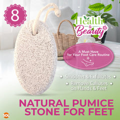 SOL 8pk Natural Pumice Stone for Feet | Callus Remover & Foot Scrubber | Exfoliating Stone for Dead Skin, Hard Skin, and Cracked Heels | Gentle Foot Buffer for Smooth, Soft, Healthy Skin
