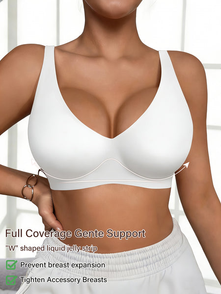 Full-Coverage Push-Up Bra - High Wire-Free Lift, Non-Detachable Padding, Soft T-Shirt Compatible Strap, Casual And Formal Elegant Lingerie, Hand Washable (No Underwire, One-Piece Design)