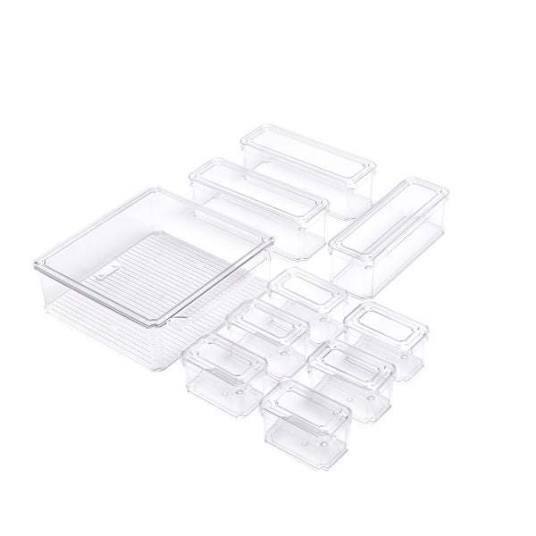 10pcs Transparent Sealed Moisture Proof Kitchen Refrigerator Storage Box Set, Household Stackable Fruit and Vegetable Preservation Box, Snack Storage Box, Saving Space