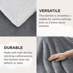 Bedsure Sherpa Fleece Throw Blanket - Fluffy Microfiber Solid Blankets for Bed and Couch Double/Twin Size, Silver Grey, 150X200Cm