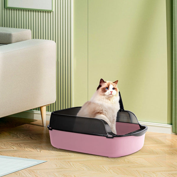Extra Large Open Cat Litter Tray High Sided Deep Jumbo Rim Pan Box Loo Toilet Large Open Cat Litter Tray High Sided Deep Jumbo Pan Box Loo Toilet Cat Centre Extra Large High-Sided Cat Litter Box - Semi-Enclosed Design with High Walls for Cats & Rabbits, E