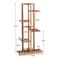 5-Tier Wood 6 Pots Plant Stand Free-Standing Display Shelf