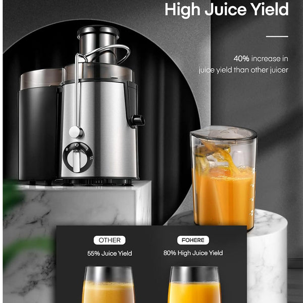 New Style Juicer Machines, Centrifugal Juicer Machines Whole Fruit and Vegetable Juice Extractor, Juicer Maker Machines Quick Juicing with 2 Speeds Control, Stainless Steel Portable Smart Juicer, Easy Clean, Ideal for Family and Healthy Living