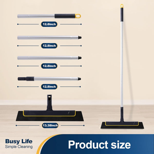 Yocada Floor Squeegee 51In Broom Perfect for Shower Bathroom Kitchen Home Tile Pet Hair Fur Floor Marble Glass Window Water Foam Cleaning Long Adjustable Removable Handle Anti-Static Household