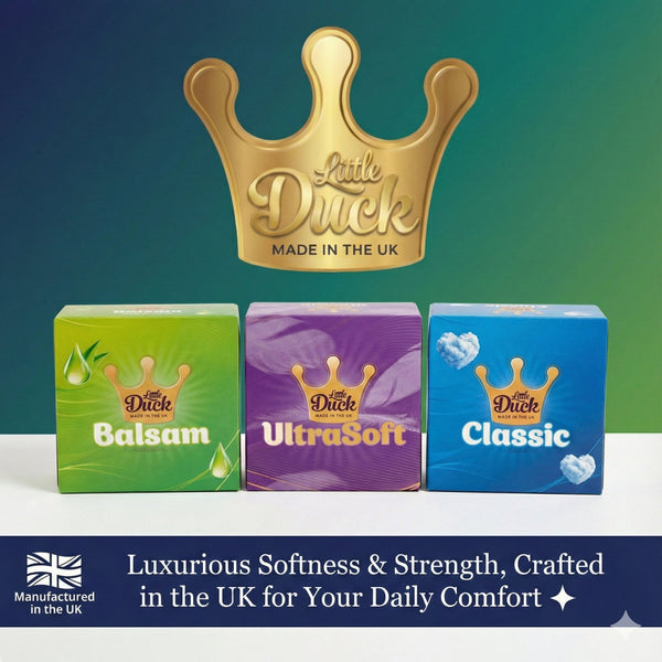 Little Duck Classic: Luxury Facial Tissue - 24 Box Bulk Case Pure 2-Ply Softness | Made in the UK | 90 Sheets per Box