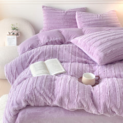 3pcs Faux Rabbit Plush Bedding Set, Soft Fluffy Comfortable Thicken Warm Autumn-Winter Duvet Cover & Pillowcase Set, Machine Washable, Ideal for Hotel, Guest Room, Bedroom, Home Use,Christmas Presents, Single/Double/King/Super King Size (1*Duvet Cover + 2